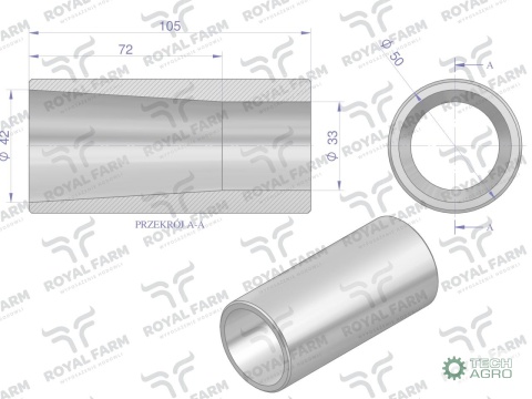 Tuleja zęba ładowacza ECO, do zęba 1200Tur, Royal Farm
