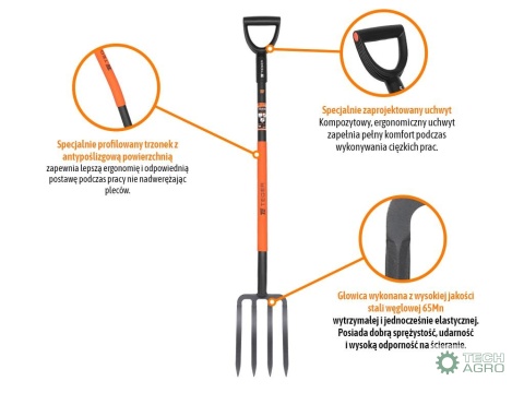 Widły ogrodowe na metalowym trzonku / TEGER