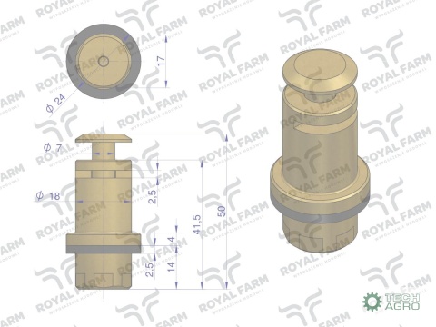 Zawór kompletny poidła RF-20909015 RF-20909025 ROYAL FARM ( sprzedawane po 10 )