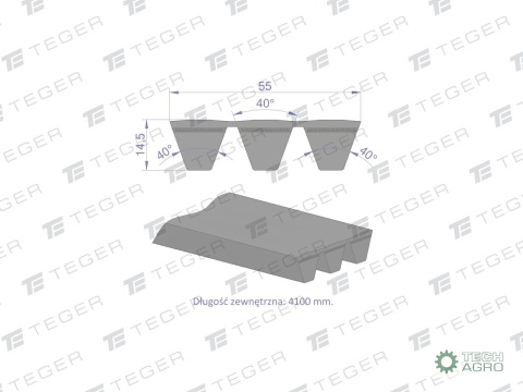 Pas klinowy Hard-Belt (T-653060.0) AP1003653 do CLAAS 653060.0 TEGER