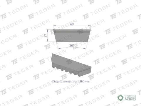 Pas klinowy Hard-Belt (T-751112.0) AP1001161 do CLAAS 751112.0 TEGER