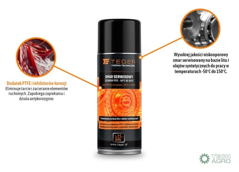 Smar serwisowy czerwony PTFE - 50°C do 150 °C 400 ml / TEGER