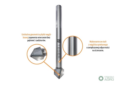 Wiertło do szkła i glazury 8x60 mm / TEGER