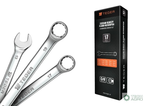 Zestaw kluczy płasko-oczkowych, 6-32 mm, 17 szt, Teger