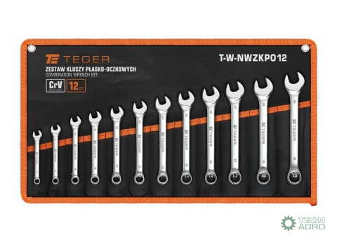 Zestaw kluczy płasko-oczkowych, 7-19 mm, 12 szt, Teger