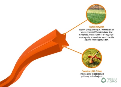 Żyłka tnąca do podkaszarek / Gwiazdka /3.0 mm / 15 m / TEGER