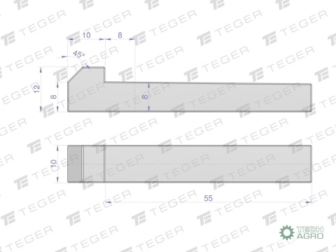 Klin z noskiem 10x8x55 TEGER, (sprzedawane po 5)