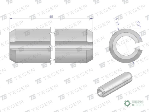 Kołek sprężysty 12x45 TEGER, (sprzedawane po 10)