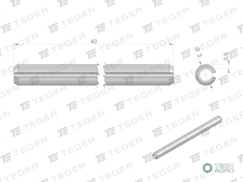Kołek sprężysty 3x40 TEGER, (sprzedawane po 10)
