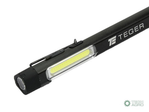 Latarka LED COB pen aluminiowa 400lm akumulator 750mAh ładowana USB Teger