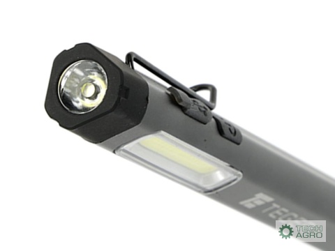 Latarka LED COB pen aluminiowa 400lm akumulator 750mAh ładowana USB Teger