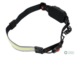 Latarka czołówka, paskowa SOFT LED COB 450lm z funkcją RED z tyłu ładowana USB, Teger