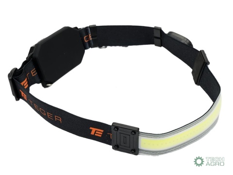 Latarka czołówka, paskowa SOFT LED COB 450lm z funkcją RED z tyłu ładowana USB, Teger