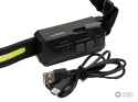 Latarka czołówka, paskowa SOFT LED COBz aktywacją gestem i podwójnym spotem 500lm 2000mAh USB, Teger
