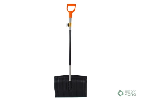 Łopata do śniegu na metalowym trzonku, 480x1200 mm - czarna, Teger