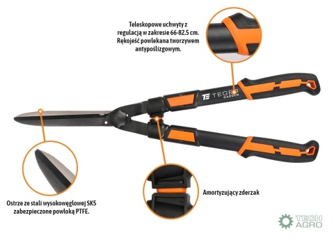 Nożyce do cięcia żywopłotu - teleskopowe / TEGER