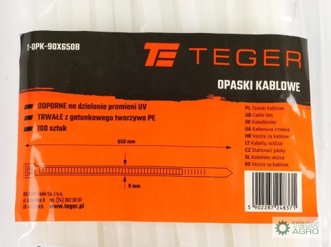 Opaski kablowe, opaska kablowa, opaski zaciskowe, tyrytytki, trytytki, 9.0 x 650mm 100 szt w worku transparentne odporne na UV, 