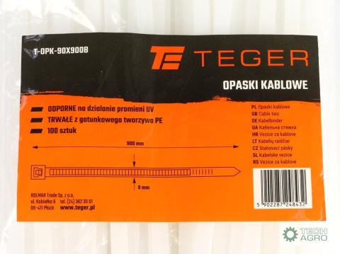 Opaski kablowe, opaska kablowa, opaski zaciskowe, tyrytytki, trytytki, 9.0 x 900mm 100 szt w worku transparentne odporne na UV, 