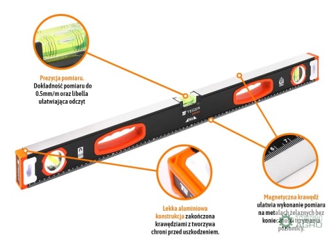 Poziomnica aluminiowa/magnetyczna 80 cmExtreme / TEGER