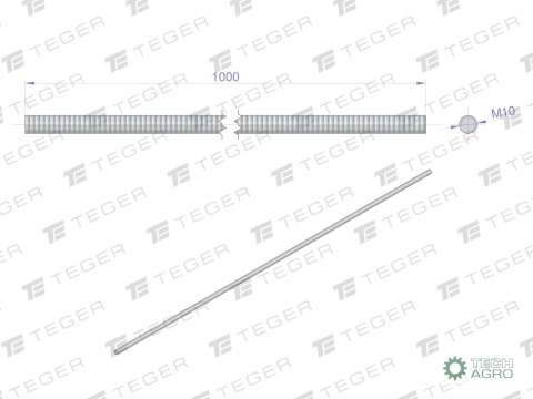 Pręt gwintowany M10 x 1000mm kl.8.8 DIN975 ocynkowany TEGER (sprzedawane po 5)