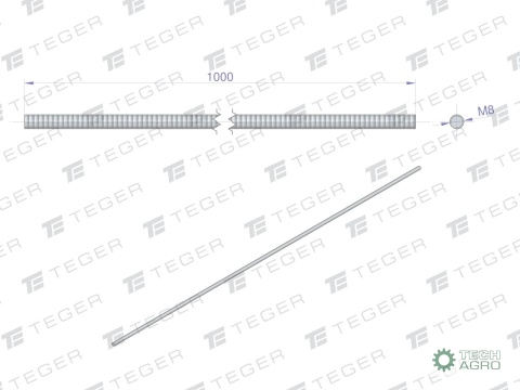 Pręt gwintowany M8 x 1000mm kl.8.8 DIN 975 ocynkowany TEGER (sprzedawane po 5)