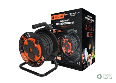 Przedłużacz bębnowy, warsztatowy PROFESSIONAL, 3X2,5mm, IP44, H05RR-F, cert. CE / 20M, Teger