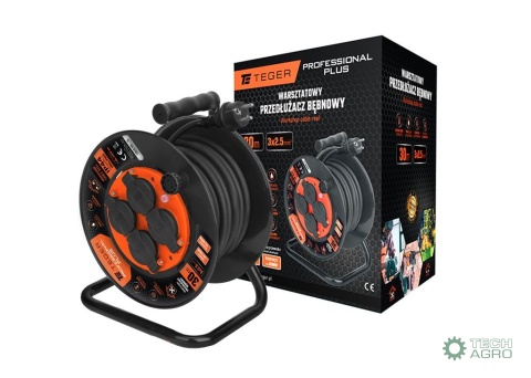 Przedłużacz bębnowy, warsztatowy PROFESSIONAL, 3X2,5mm, IP44, H05RR-F, cert. CE / 30M, Teger