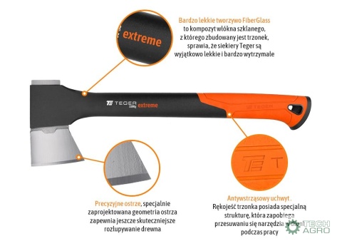 Siekiera uniwersalna z trzonkiem fiberglass 1100g Extreme / TEGER