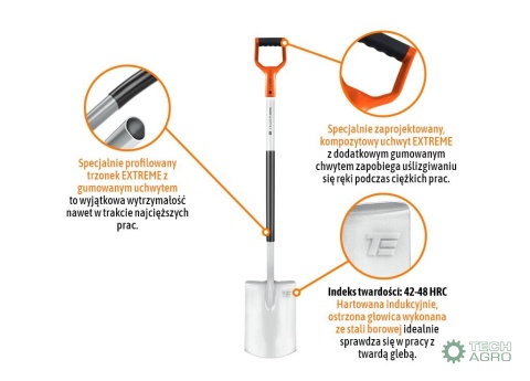 Szpadel prosty na metalowym trzonku Extreme / TEGER