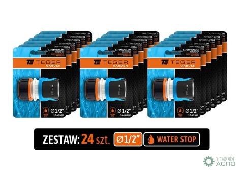 Szybkozłączka, 1/2" - z waterstop, (sprzedawane po 24), Teger