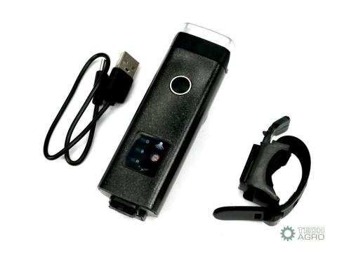 Zestaw lamp rowerowych, latarka LED przednia 2000 mAh i latarka LED tylna 150mAh ładowane USB z klaksonem Teger