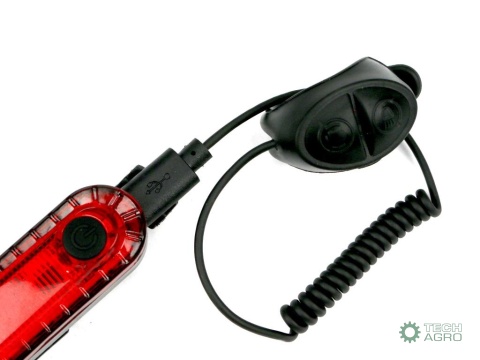 Zestaw lamp rowerowych, latarka LED przednia 2000 mAh i latarka LED tylna 150mAh ładowane USB z klaksonem Teger