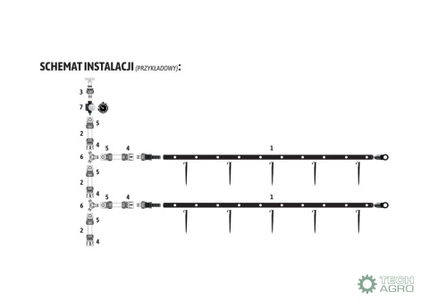 Zestaw nawadniania kropelkowego PROFESSIONAL 100 m z kompensacją (2 linie kroplujące. wąż 20m. szybkozłączki. zegar) / TEGER
