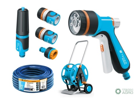 Zestaw ogrodowy 1/2" (wąż 20m. zestaw natryskowy. pistolet. wózek na wąż) / TEGER