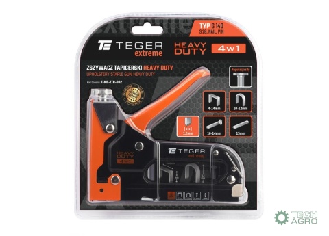 Zszywacz tapicerski HEAVY DUTY 4w1 (typG/140, S28, NAIL, PIN) / 4-14mm Extreme / TEGER