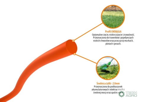 Żyłka tnąca do podkaszarek / Okrągła / 1.6 mm / 15 m / TEGER