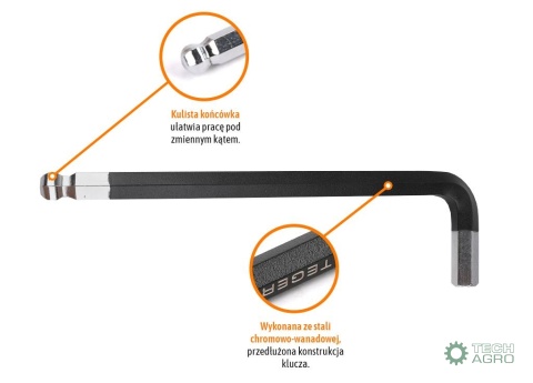 Klucz imbusowy HEX H12 - DŁUGI / TEGER