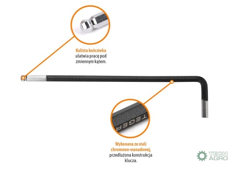 Klucz imbusowy HEX H3 - DŁUGI / TEGER