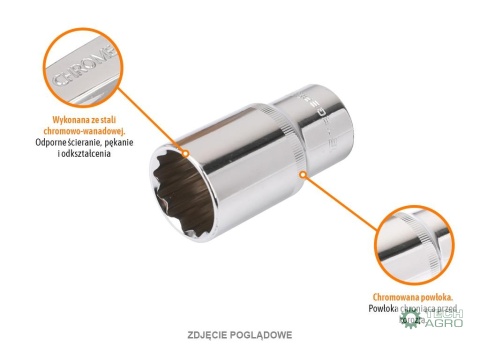 Klucz nasadowy 1/2" dwunastokątny długi22 mm / TEGER