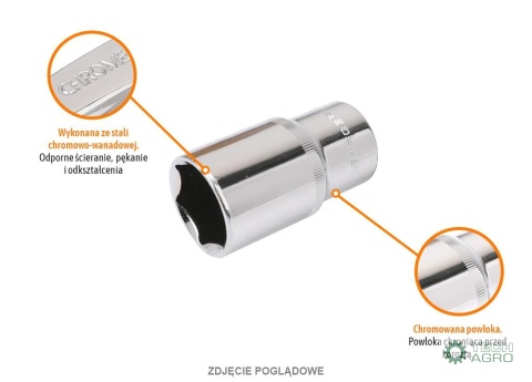 Klucz nasadowy 1/2" sześciokątny długi 30 mm / TEGER