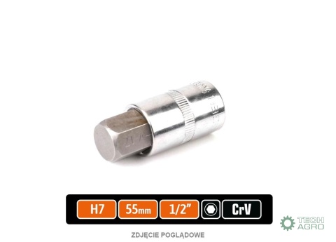Klucz nasadowy 1/2" z bitem HEX 55 mm/H7 / TEGER