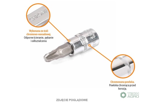 Klucz nasadowy 1/4" z bitem PZ 37 mm/PZ1 / TEGER