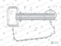 Sworzeń zaczepu z zawleczką i łańcuchem28x120x160 TEGER