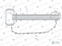 Sworzeń zaczepu z zawleczką i łańcuchem28x189x228 TEGER