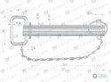 Sworzeń zaczepu z zawleczką i łańcuchem30x183x221 TEGER