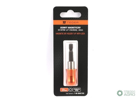 Uchwyt magnetyczny do bitów 1/4" 10x60 z blokadą/ TEGER