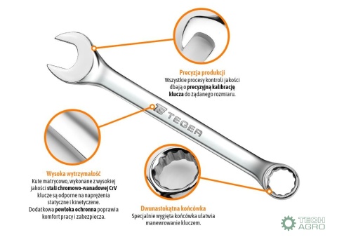 Klucz płasko-oczkowy 10 mm / TEGER
