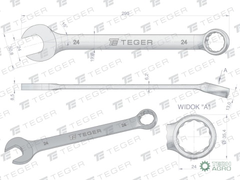 Klucz płasko-oczkowy 24 mm / TEGER