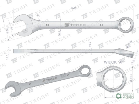 Klucz płasko-oczkowy 41 mm / TEGER