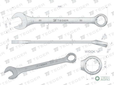 Klucz płasko-oczkowy 50 mm / TEGER